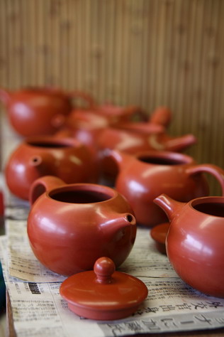 red clay teapot before baking