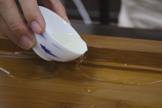 While waiting for brewing, discard the first brew from each tea cup.